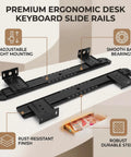 Level Up Your Workstation Game With This Sweet 2 Pack 14 Inch Keyboard Slide Drawer Rails in black with smooth ball bearings.