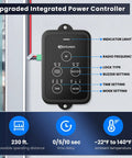 Upgraded Integrated Power Controller with settings options for Built Tough 600 Pound Electromagnetic Door Lock With Integrated Power Box And Two Wireless Remotes For Outswinging Doors No Sweat Install Seamless Access Control System.