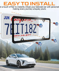 Badass Burnt Titanium License Plate Screws 4 Pack 316 Stainless Steel Rust Proof Bolts Auto Replacement securing a license plate on a car.