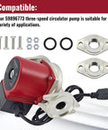 Heavy Duty Stainless Steel 3 Speed Hot Water Circulator Pump with accessories and wiring for home plumbing