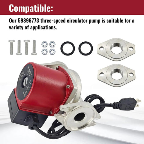 Heavy Duty Stainless Steel 3 Speed Hot Water Circulator Pump with accessories and wiring for home plumbing