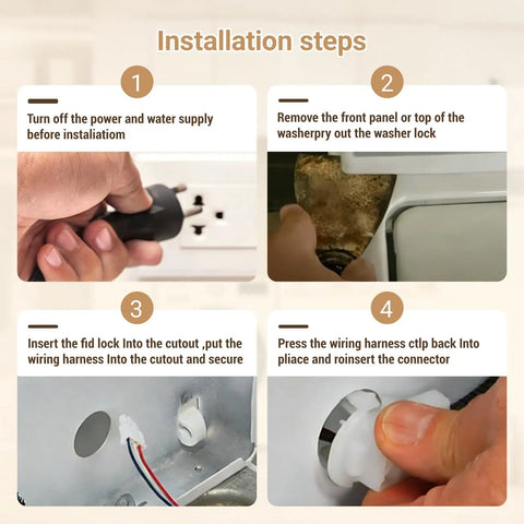 Installation steps for Washer Lid Lock Switch Assembly With Bezel Direct Replacement For WTW5010LW1 WTW5057LW0 MVW5430MW0 CAW45125LW1 Fits Whirlpool Maytag Crosley Models No Drain Spin Fix Replaces AP7002928 3 Wire Molex Plug Compatible