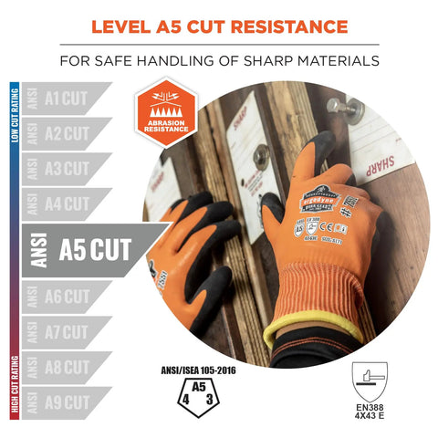 ProFlex 7551 Waterproof Winter Work Gloves With Sandy Nitrile Dipped Palms, Thermal Fleece Lining For Warm Hands, ANSI A5 Cut Resistant, Fully Waterproof Latex Coating For Wet Jobs, Strong Grip Even In Slush