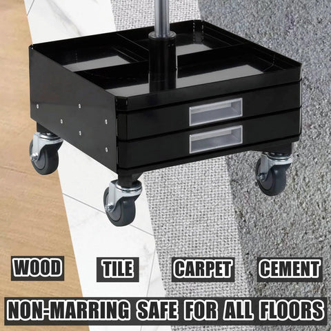 Swivel Stem Caster Set Four Inch Wheel With Seven Sixteenth Inch Stem Diameter Heavy Duty 200 Lb Load Per Caster TPR Rubber Wheel Replacement For Mop Buckets Rubbermaid Carts And Grills Pack Of Four installed on black cart