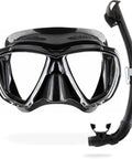 Big Eyes Mask And Seal Dry Snorkel Kit For Snorkeling And Freediving, Crystal Clear Vision And Easy Breathing, Dry Top System For Splash Free Comfort, Black Black