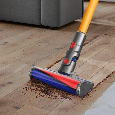 Soft Roller Cleaner Head For V10 V11 V8 V7 V15 Vacuum Cleaners on hardwood floor capturing dust and debris quickly