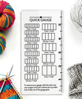 Super Crisp Acrylic Gauge Ruler For Knitting And Crochet No Sweat Stitch Measurement Guide With Transparent Grid on a craft surface.