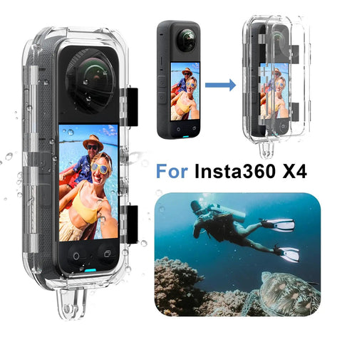 Waterproof Invisible Dive Case For Insta360 X4 Underwater Camera Housing 50m 164ft Clear Shell With Bracket Accessories