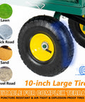 10-inch all-terrain tire on 4-In-1 Steel Utility Cart With 880 Lb Capacity, Heavy Duty Dump Wagon With 15.5 Inch Extra-High Sides