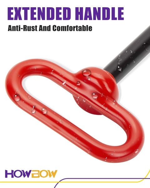 Half Inch Trailer Hitch Pin And Clip With Rubber Coated Red Handle Built Tough For Towing And Quick Release, close-up view of handle