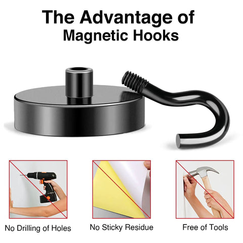 Heavy Duty Neodymium Magnetic Hooks With Tough As Nails Grip That Hangs All Your Gear Safely For Cruise Cabin Organization And Steel Bulkhead Mounting Without Drilling Black