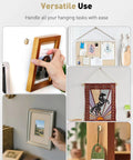 Top Tier 80 Piece Picture Hanging Kit Featuring Assorted Bulletproof Metal Hooks And Heavy Duty Nails For Stress Free Wall Art Displays Supporting Up To 60 Pounds For Quick Do It Yourself Home Makeovers used to hang framed pictures and decor on walls.