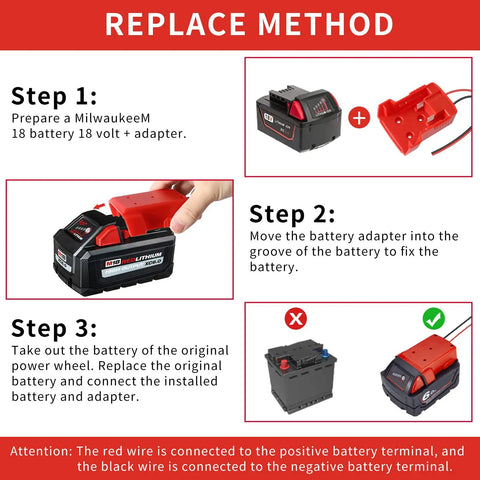Step-by-step guide using 2 Pack Power Wheels Battery Adapter For M18 18V Tools Heavy Duty ABS Connector 12 Gauge DIY Robotics
