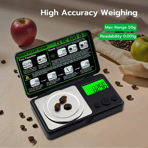 Ultra Portable Micro Gram Scale For Jewelry Powder And Medicine 50g Capacity With 0.001g Readability Digital Precision Balance