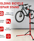 Upgraded Bike Repair Stand Pro Grade Heavy Duty Home Shop Tool Supports Up To 110 Lbs With Ultra Durable Aluminum Frame shown with bike