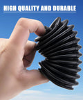 Beefy Steering Rack Boot Replacement For Ranger UTV hand holding durable and flexible black boot against blue sky.