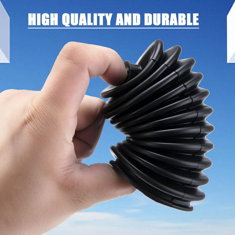 Beefy Steering Rack Boot Replacement For Ranger UTV hand holding durable and flexible black boot against blue sky.