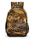 Front view of Dope Golden Hour Leopard Print Unisex Backpack With Ample Capacity, Lightweight Polyester Daypack