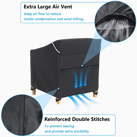 2 Pack Waterproof Patio Chair Covers For Outdoor Furniture Heavy Duty 600D All Weather Protection with air vent and stitches