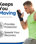 Man wearing Adjustable Metacarpal Finger Splint For Hand Support And Straightening, Right Hand, Size S M, exercising outdoors
