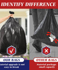 Comparison of 64-65 Gallon Black Trash Bags, 13 Count, with durable material versus weaker, smaller bags.