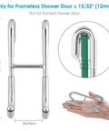 Dimensions of Frameless Shower Door Hooks Two Pack for Glass Doors No Drilling Installation Easy Clip On Stainless Steel Hanger