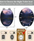 Elongated Resin Toilet Seat for Bathroom with dimensions 14.5" x 18.5" showing instructions for sizing.