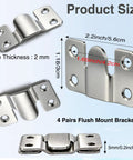 Built Tough Heavy Duty Flush Mount Brackets 6 Pairs With Screws For Picture Frames Headboards And Furniture Interlocking Hangers Stainless Steel 66 Lb Load Anti Fall Wall Mount Hardware 56x30mm Silver, 2mm thick