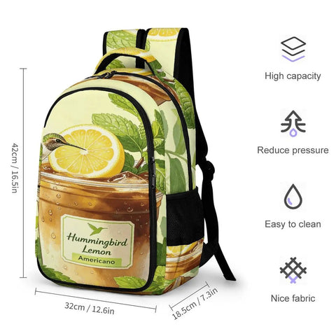Lemon Americano Printed Unisex Backpack With Large Capacity, Durable Polyester Fabric, breathable comfort, ideal for school and travel