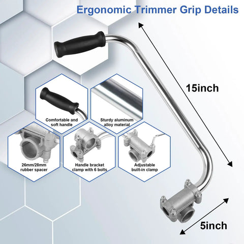 Ergonomic Weed Eater Handle Grip For Trimmers With Adjustable Position And Bracket Clamp Upgrade Easy Install silver metal view