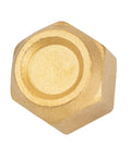 Brass Flare Cap Fittings Kit For 1/4 To 5/8 Inch Tubing SAE 45 Degree Flared Fittings Hex Nut Top View