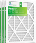 16x20x1 MERV 8 Pleated Air Filter 4 Pack For HVAC AC And Furnace Durable White Cardboard Frame Low Noise Performance Superior Dust Defense Easy Fit And Long Lasting Filtration