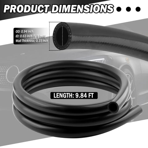 Silicone Radiator Heater Hose 5/8 Or 3/4 Inch ID 9.84 Ft Cuttable Flexible Coolant Water Air Transfer Hose With 246 PSI Burst