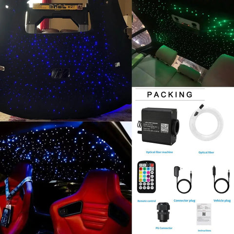 Lit Twinkle And Sound Activated 16W Fiber Optic Starlight Kit For Car And Home, 300 Fibers, Remote and App Control