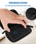 Hand removing SSD from Samsung T7 And T7 Touch Portable SSD Case With Silicone Cover Hard EVA Shockproof Travel Organizer