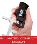 Hand holding Electronic Snap Gauge With LCD Display Pro Grade Measuring Tool For Inspectors And Buyers 0 To One Half Inch Range Measures