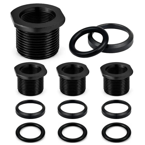 4 Pack Thread Protector Kit 1/2-28 To 5/8-24 Thread Reducer With Crush Washers And Sealing Washers Includes 4 Black Steel Adapters And Replacement Washers For Worn Or Damaged Threads, black steel adapters and washers