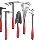 Heavy Duty 6 Piece Garden Tool Set With Trowel Rake 2 In 1 Hoe And Crack Weeder Cultivator And More Durable Hand Tools