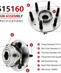 4WD Front Wheel Hub Assembly Fits 2015-2020 Chevy Suburban Tahoe And 2014-2018 Chevrolet Silverado 1500 GMC Sierra 1500 specifications
