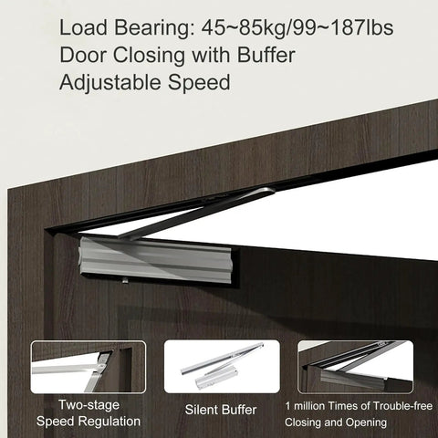 Concealed Door Closer With Automatic Hydraulic Soft Close Damper And Hold Open For Doors Weighing 99 To 187 Lbs, wood door installation