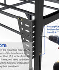 Heavy Duty Headboard Brackets For Metal Bed Frame With Adjustable Multi Slot Design and Secure Mounting Hardware, installation note.