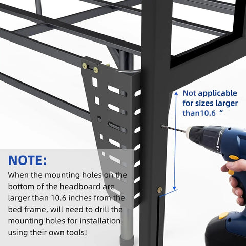 Heavy Duty Headboard Brackets For Metal Bed Frame With Adjustable Multi Slot Design and Secure Mounting Hardware, installation note.