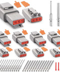 Deutsch DTM 3 Pin Connectors Kit Waterproof Electrical Wire Connectors For 20 To 22 AWG With Size 20 Solid Contacts shown
