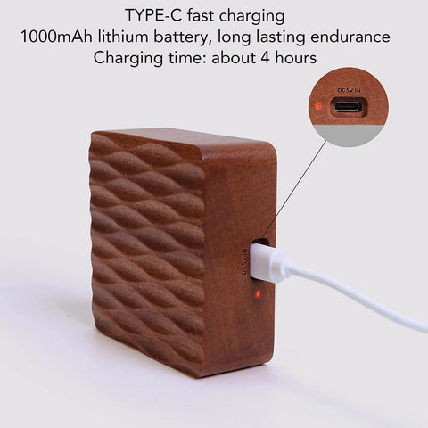 Charging port on Wooden Magnetic Wall Sconce Night Light With Gravity Sensor, dimmable and rechargeable