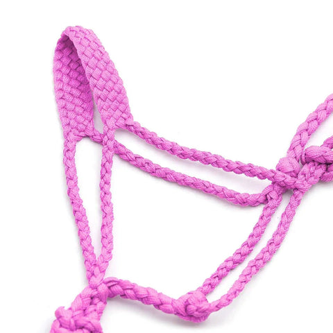 Braided Mule Tape Horse Halter With 10 Foot Lead Rope Full Size Adjustable Knot Halter For Horses 750 To 1200 Lb Equestrian Tack Pink