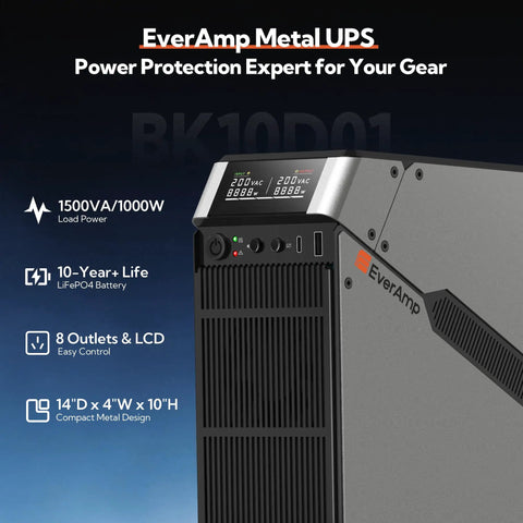 Heavy Duty LiFePO4 Ups Battery Backup Surge Protector Delivering Smooth Pure Sine Wave Power With Instant Switchover Featuring Eight Outlets And Rock Solid Dual Metal Housing plug and play ready.