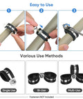24 Pack One Quarter Inch Cable Hose Clamp Set With Rubber Cushioned 304 Stainless Steel Loop shown in use on pipes.