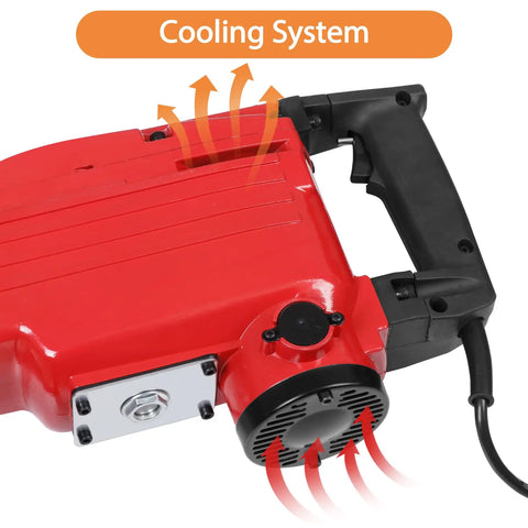Close-up of cooling system on 2200W Corded Electric Demolition Jack Hammer Drill Heavy Duty Concrete Breaker Kit With Two Chisels And Two Punches