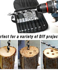 Eight Piece Wood Auger Drill Bit Set For Wood Plastic Drywall And Composite Materials Sizes 1/8 To 1/2 Inch With 1/4 Inch Hex Shank Made From 1045 Carbon Steel For Tough Wood Projects