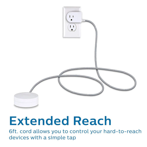 Grounded Plug With Braided Cord, Six Foot Power Cable With On And Off Switch, Perfect For Tabletop Or Wall Mount, Great For Lamps And Seasonal Lights, Three Prong, Slip Resistant Base connected to wall outlet